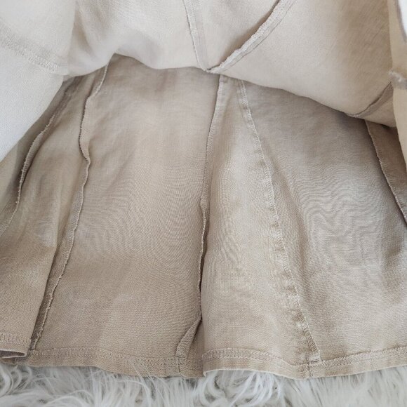 Bechamel Women's 12 Large 100% Linen Maxi Skirt Pull on‎ Beige Elastic Side Zip - Picture 7 of 11
